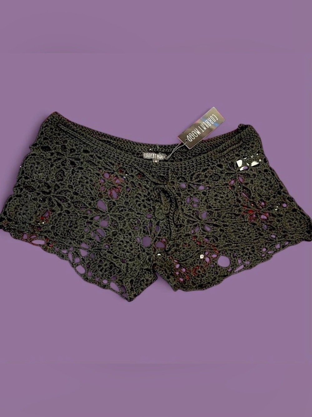 Dolls Kill x Current Mood - PALMS RETREAT CROCHET SHORTS - BLACK